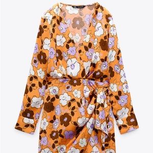 Zara satin wrap dress